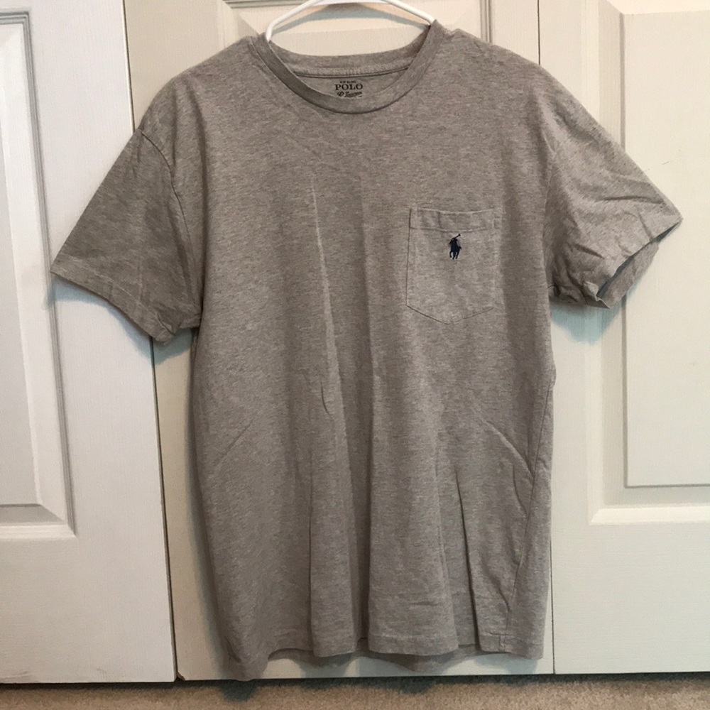 Polo Short Sleeve Pocket T-Shirt Grey/Navy